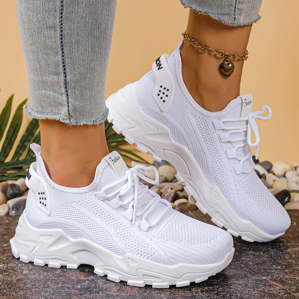 Women's casual sports shoes with breathable and comfortable mesh, thick-soled casual shoes - Image 5